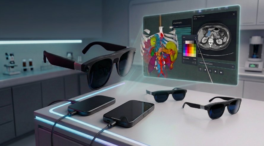 Three XREAL Aura XR glasses for clinic patient education
