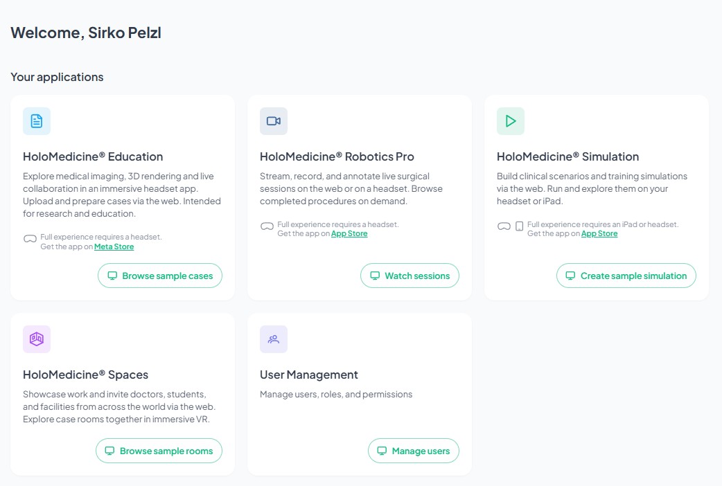 HoloMedicine portal and one ID across hospital infrastructure